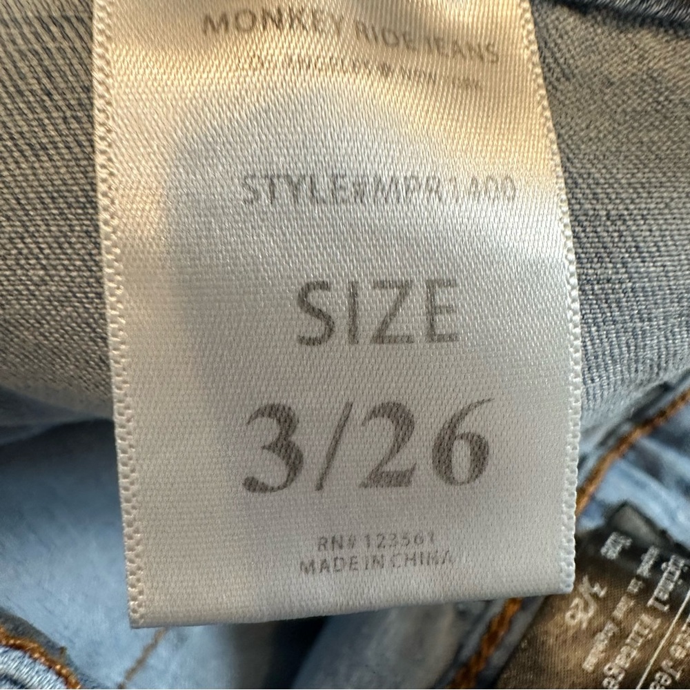 Monkey Ridge Jeans Original Vintage Bell Bottom White Wash Y2K Size 3/26 - Picture 15 of 16